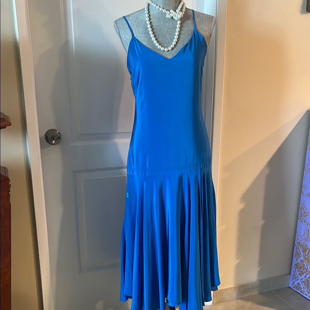 Ralph Lauren Blue Slip Midi Dress for Cocktail